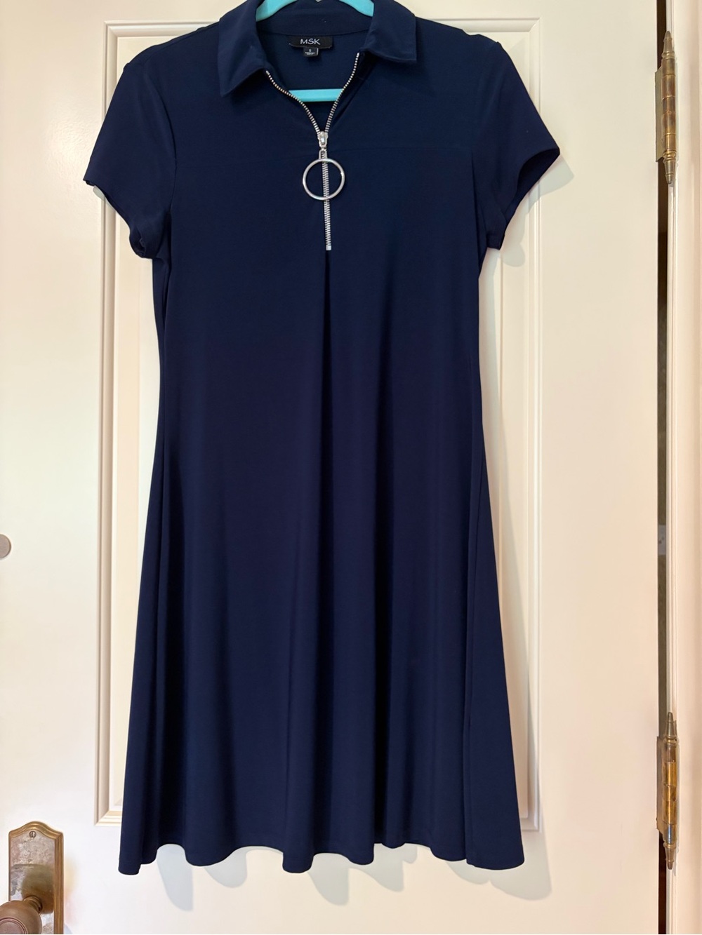 MSK Navy Polo Quarter Zip A-Line Dress Size S